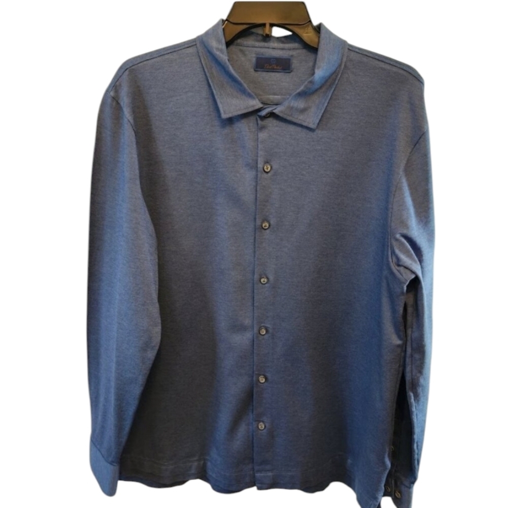 DAVID DONOHUE SIGNATURE 100% COTTON DOBBY WEAVE MEN'S SHIRT SIZE LARGE POLISHED